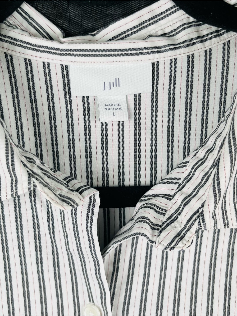 J. Jill White and Gray Narrow-Striped Button-Down Shirt
